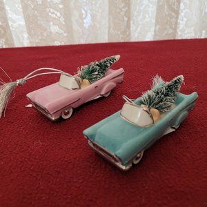 2 Lenox light up classic cars with tree ornaments. GIFT IDEA just RESTOCKED NIB